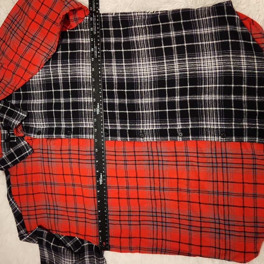 Forever 21 Plaid Color Blocking Button Down Shirt… - image 7